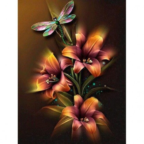 Flowers & Dragonfly Diamond Painting Kit