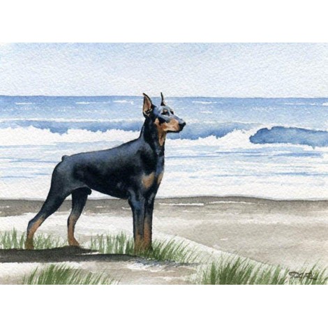 Doberman Pinscher Beach Diamond Painting Kit