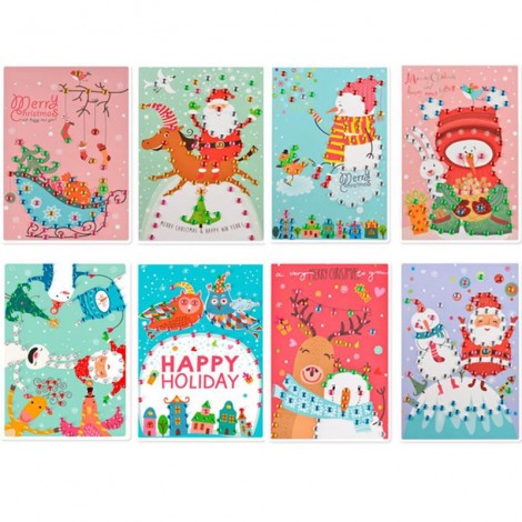 Christmas Cards Kids 8xPack Diamond Painting Kit